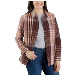 Carhartt Women's Loose Fit Heavyweight Twill Long-Sleeve Plaid Shirt. NWT